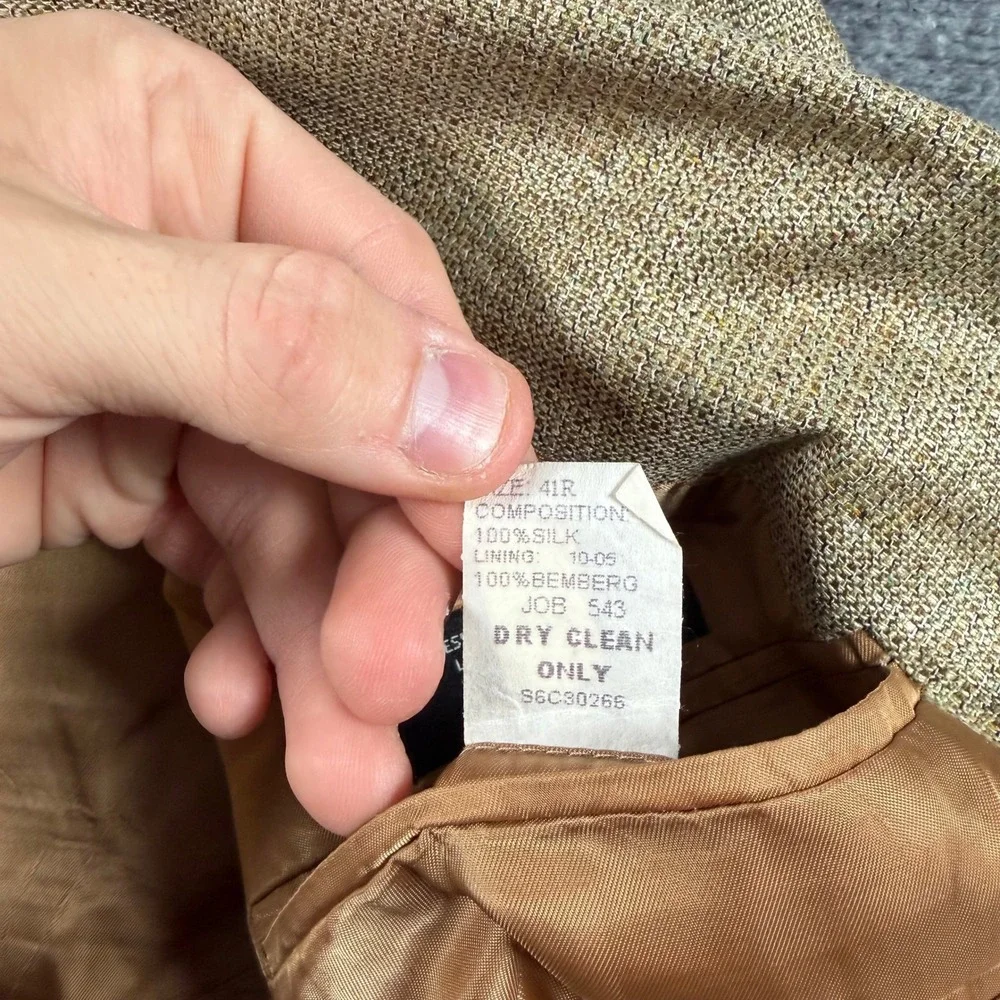 Jos A Bank Sport Coat Mens 41R Tan 100% Silk Blazer Signature Collection Luxury